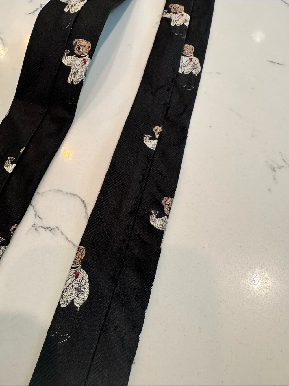 Vintage Polo Ralph Lauren Polo Bear Martini Glass Silk Suspenders